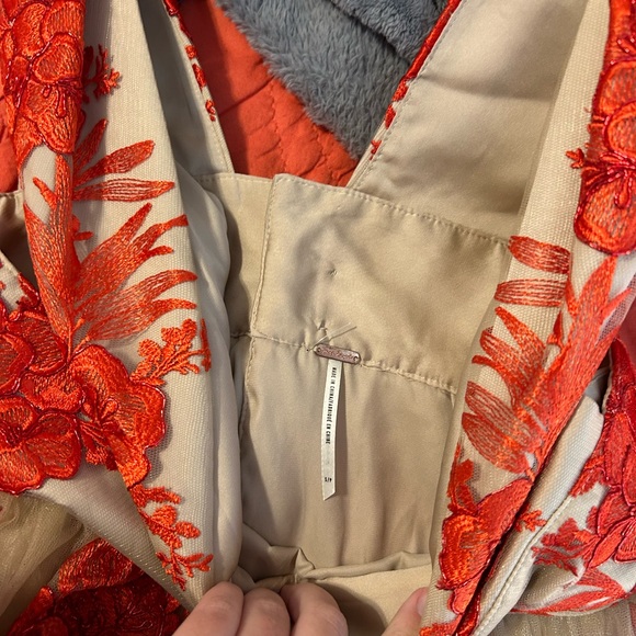 BNWOT Free People Sarah embroidered red floral lace mini dres - Picture 7 of 7